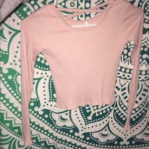 Pink cross neck shirt crop top NEVER WORN